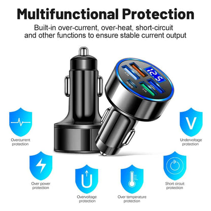 250W LED Car Charger 5 Ports Fast Charge - CONGATON