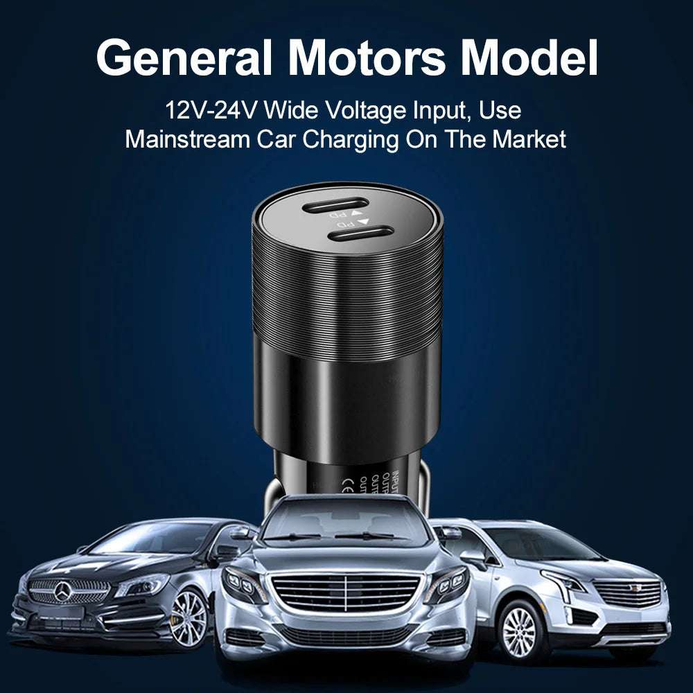 68W Dual USB Type C Car Charger Metal - CONGATON
