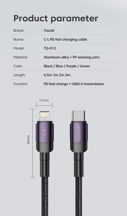 Toocki PD 20W USB C To Lightnin Cable - CONGATON