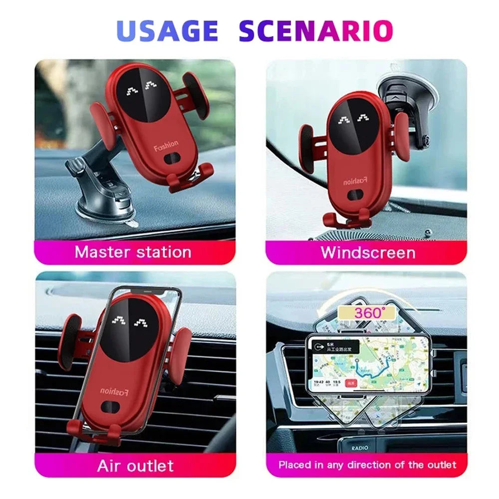 15W Fashion Qi Fast Wireless Charger Car Phone Holder - Congaton