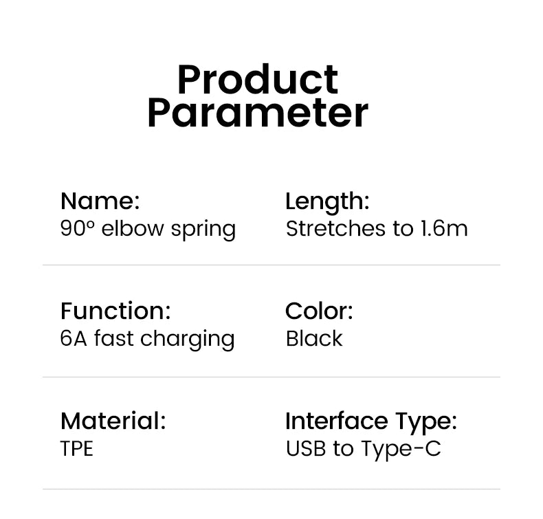 Usb C To Type C Spring Cable Pd 6A - CONGATON
