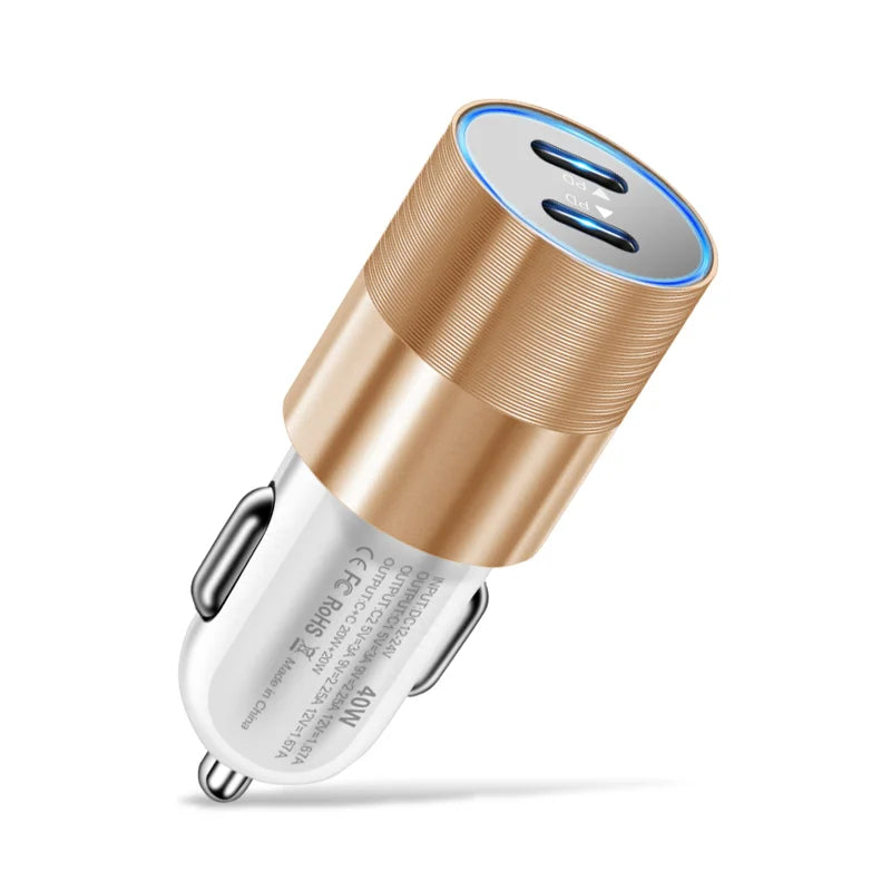 68W Dual USB Type C Car Charger Metal - CONGATON