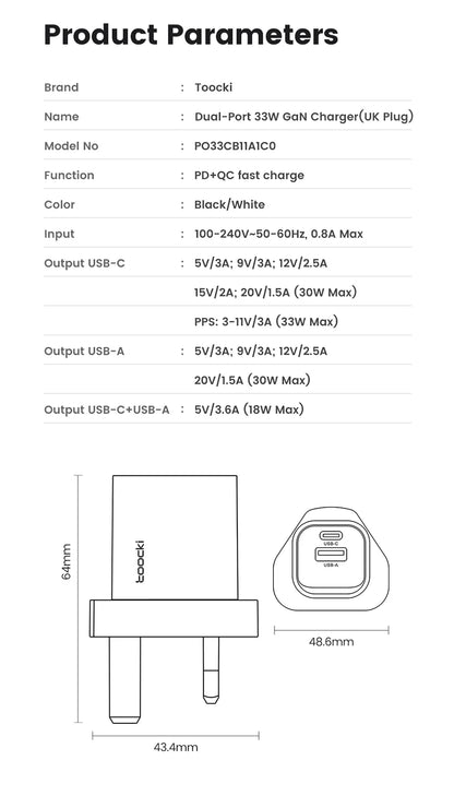 Toocki 33W GaN USB Type C Charger - CONGATON
