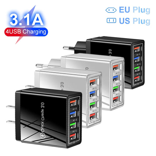EU US Plug USB Charger Multi Port 4 USB - CONGATON