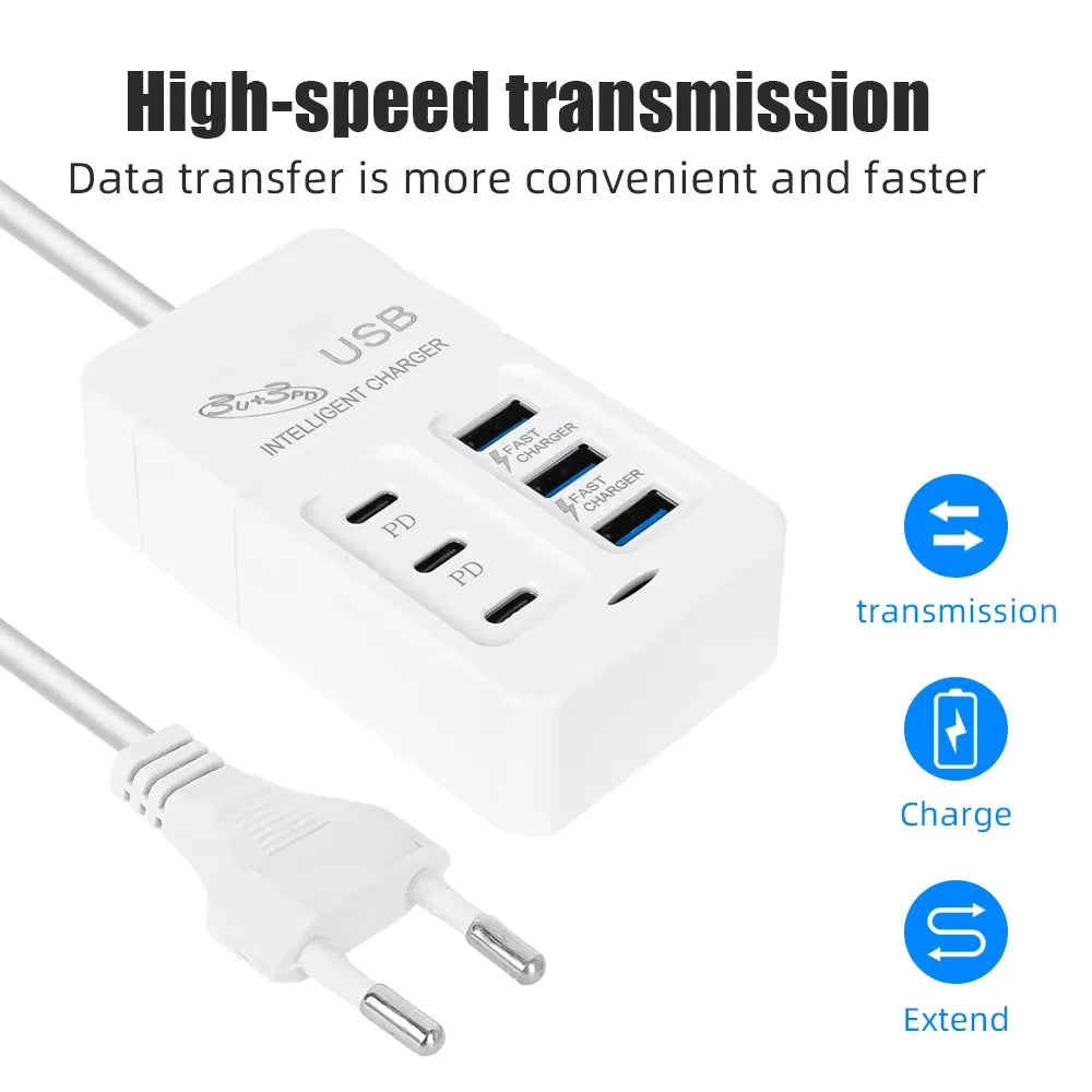 6 IN 1 USB Charger 35W PD Type C Fast - CONGATON