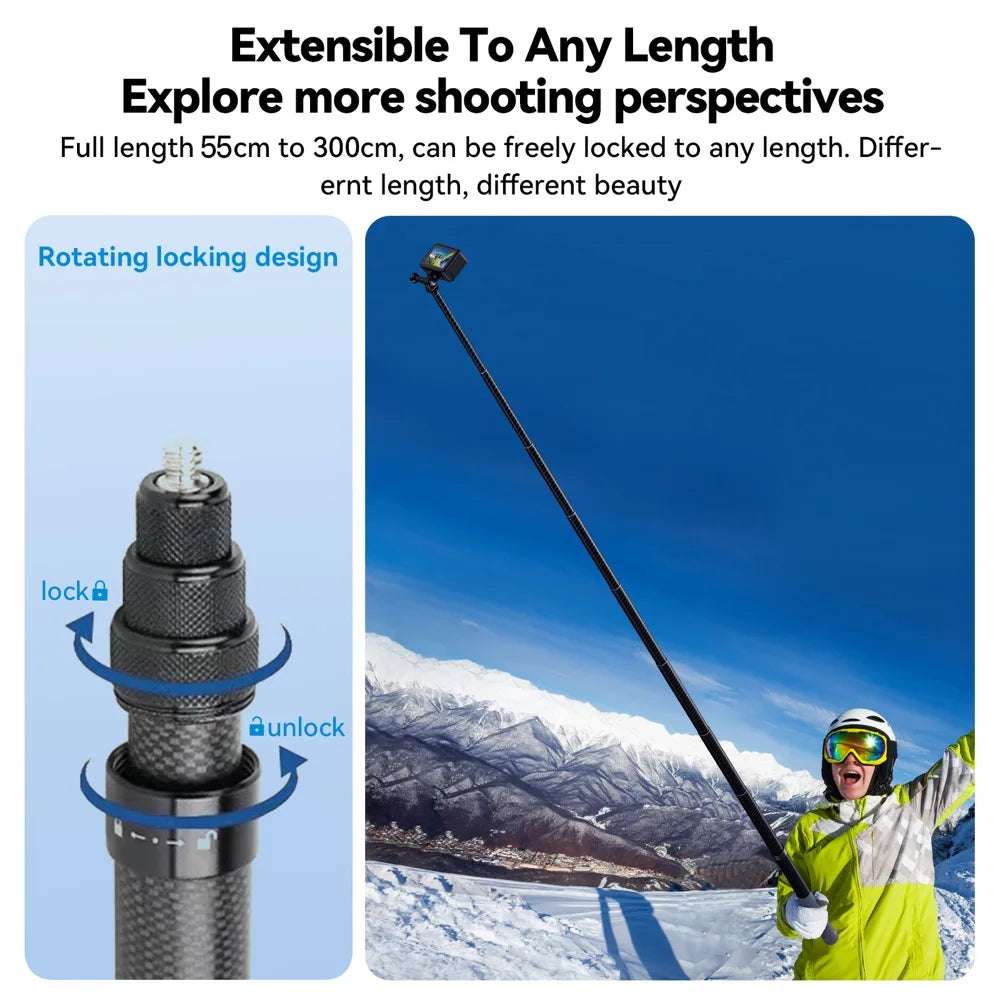 3M Carbon Fiber Selfie Stick for Insta360 - CONGATON