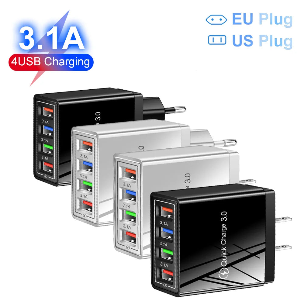 EU US Plug USB Charger Multi Port 4 USB - CONGATON