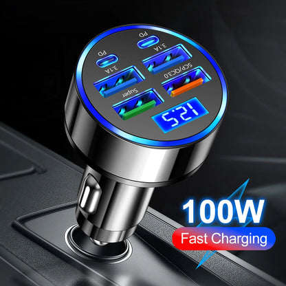 100W 6/8 Ports Car Charger Fast Charging - CONGATON