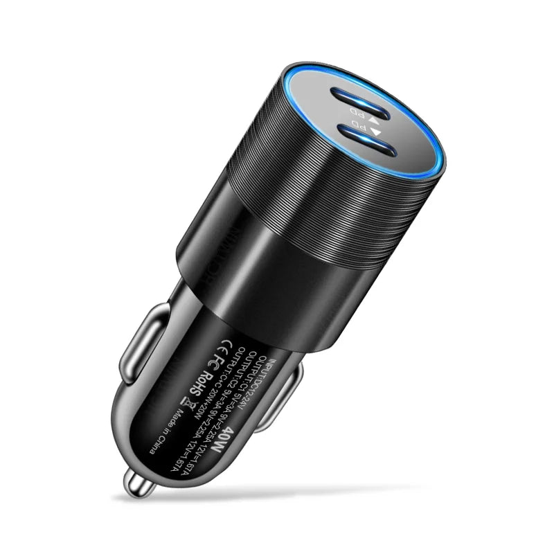 68W Dual USB Type C Car Charger Metal - CONGATON