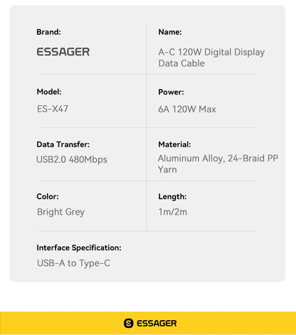 Essager 120W USB Type C Cable - CONGATON
