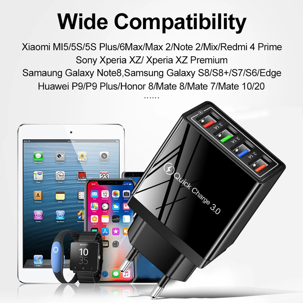 EU US Plug USB Charger Multi Port 4 USB - CONGATON