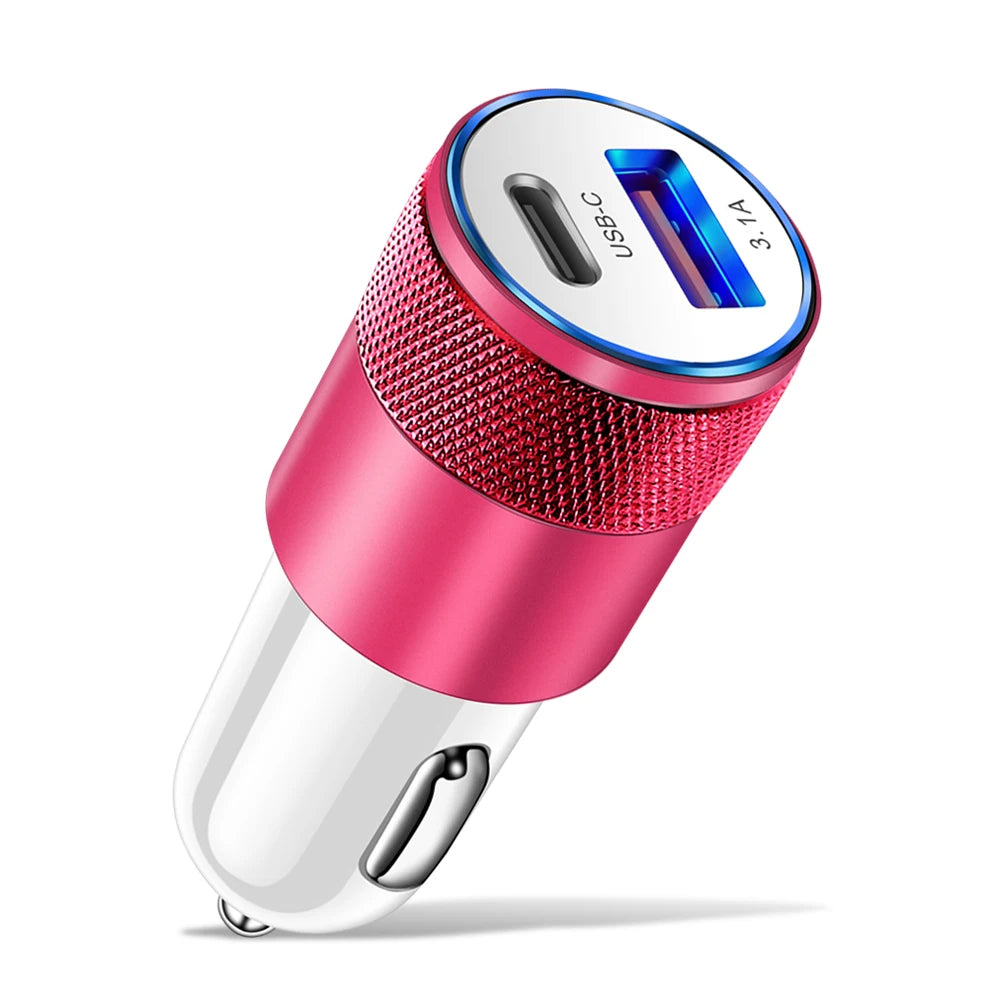 68W Dual USB Type C Car Charger Metal - CONGATON