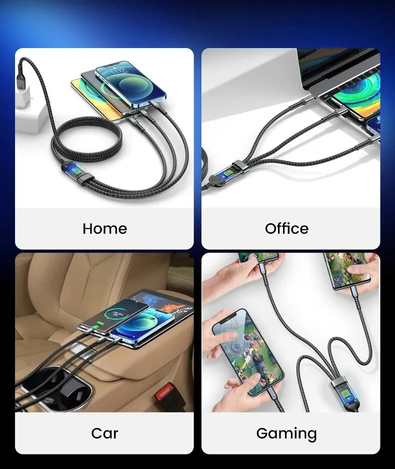 100/66W 3 in 1 Cable Micro USB Type C - CONGATON