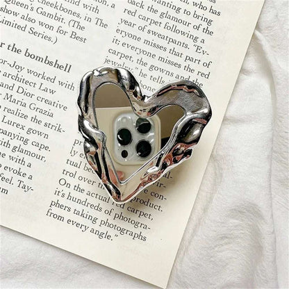 INS Korea Silver Heart Grip Tok Mirror Luxurious - CONGATON