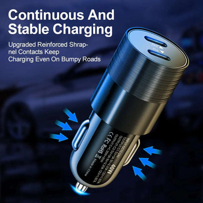 68W Dual USB Type C Car Charger Metal - CONGATON