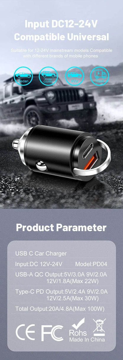 100W PD Car Charger USB Type C - CONGATON