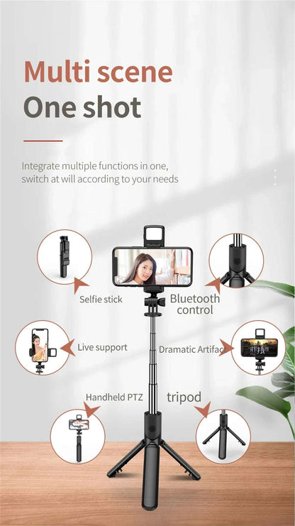 3In1 Bluetooth Wireless Selfie Tripod With Fill Light - CONGATON