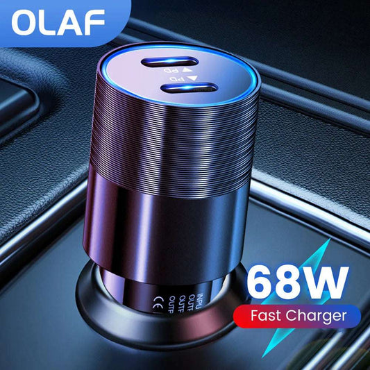 68W Dual USB Type C Car Charger Metal - CONGATON