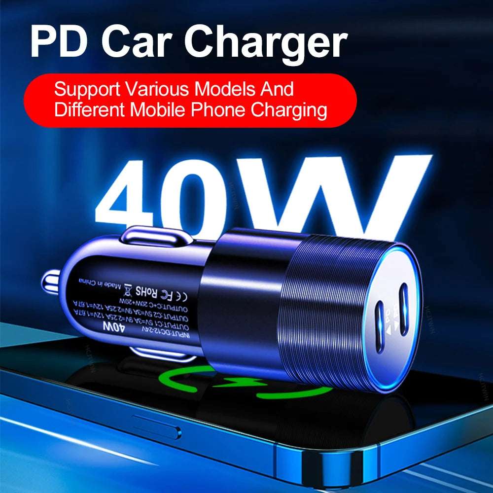68W Dual USB Type C Car Charger Metal - CONGATON